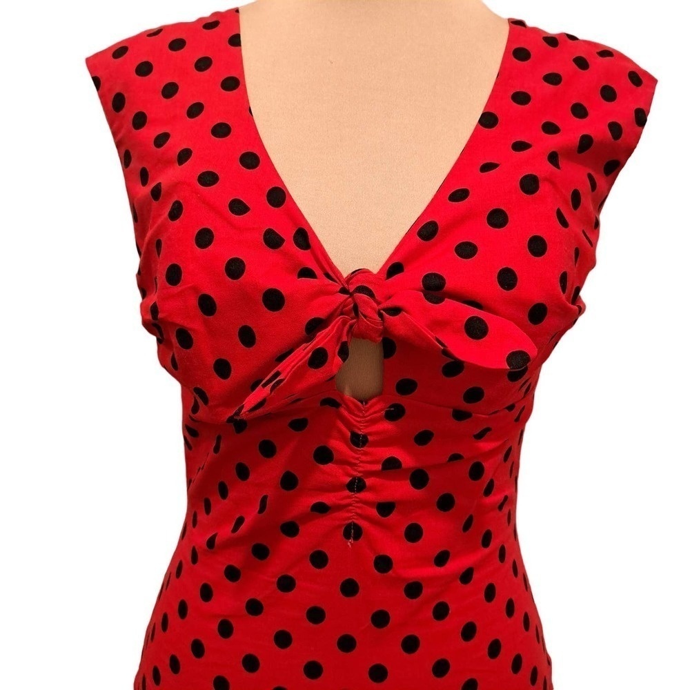 Bernie Dexter Black and Red Polka Dot Wiggle Dress Size S - Picture 4 of 16